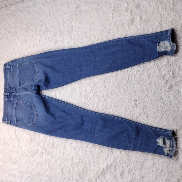 Mcguire Blue Medium Wash Five Pocket Mid Rise Distressed Skinny Jeans - Picture 11 of 15